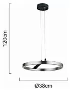 POWERTECH LED φωτιστικό οροφής HLL-0202, 29W, 4000K, Φ38x120cm, ασημί/μαύρο 4