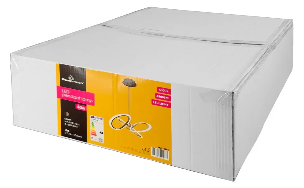 POWERTECH LED φωτιστικό οροφής HLL-0205, 40W, 4000K, Φ53x120cm, οπάλ χρυσό/μαύρο 8 POWERTECH LED φωτιστικό οροφής HLL-0205, 40W, 4000K, Φ53x120cm, οπάλ χρυσό/μαύρο - Image 6