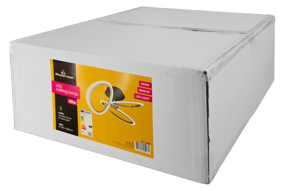 POWERTECH LED φωτιστικό οροφής HLL-0206, 40W, 4000K, Φ53x26cm, οπάλ χρυσό/μαύρο 8 POWERTECH LED φωτιστικό οροφής HLL-0206, 40W, 4000K, Φ53x26cm, οπάλ χρυσό/μαύρο - Image 6