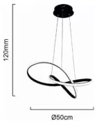 POWERTECH LED φωτιστικό οροφής HLL-0207, 48W, 4000K, Φ50cm x 120cm, μαύρο 4