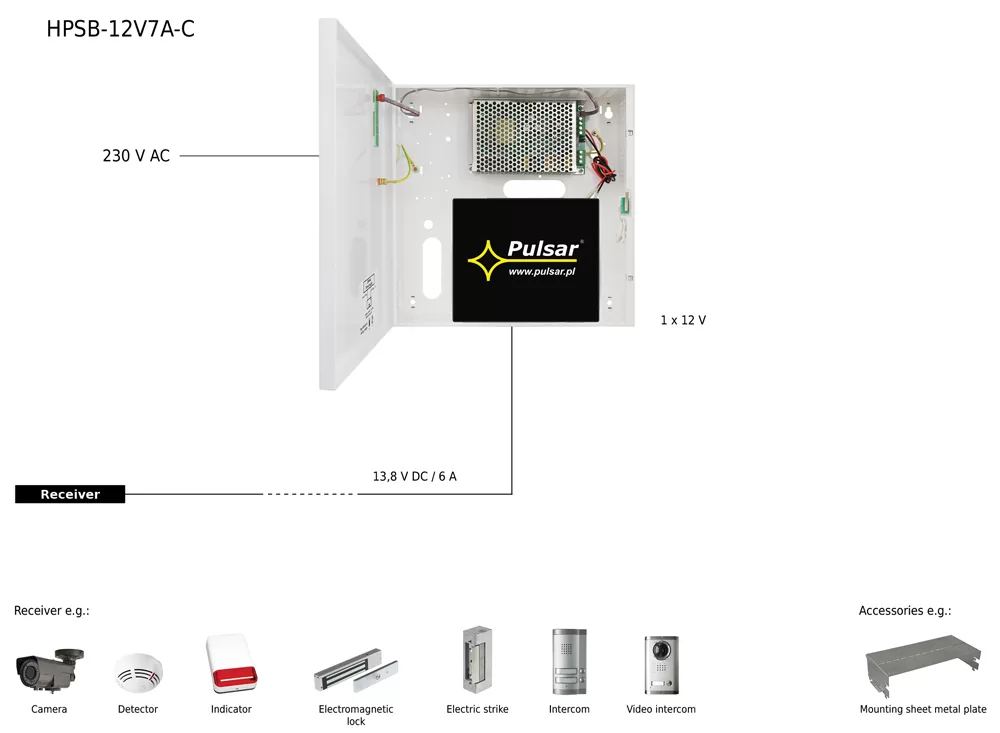 PULSAR τροφοδοτικό HPSB-12V7A-C, 13.8V/7A/17Ah buffer 4 PULSAR τροφοδοτικό HPSB-12V7A-C, 13.8V/7A/17Ah buffer - Image 2