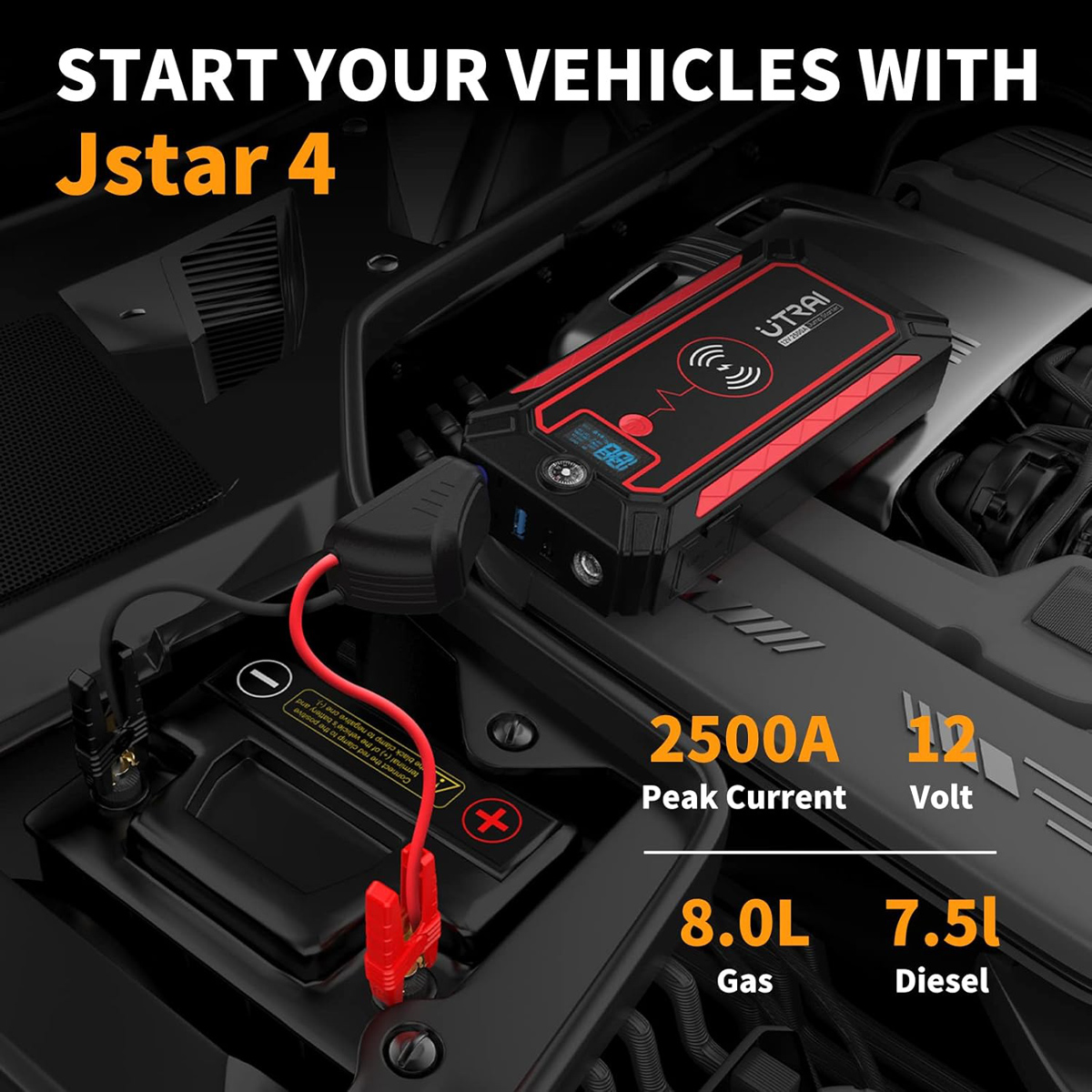 UTRAI εκκινητής μπαταρίας αυτοκινήτου JSTAR-4 με φακό, 12V/2500A, 16000mAh 4 UTRAI εκκινητής μπαταρίας αυτοκινήτου JSTAR-4 με φακό, 12V/2500A, 16000mAh - Image 2