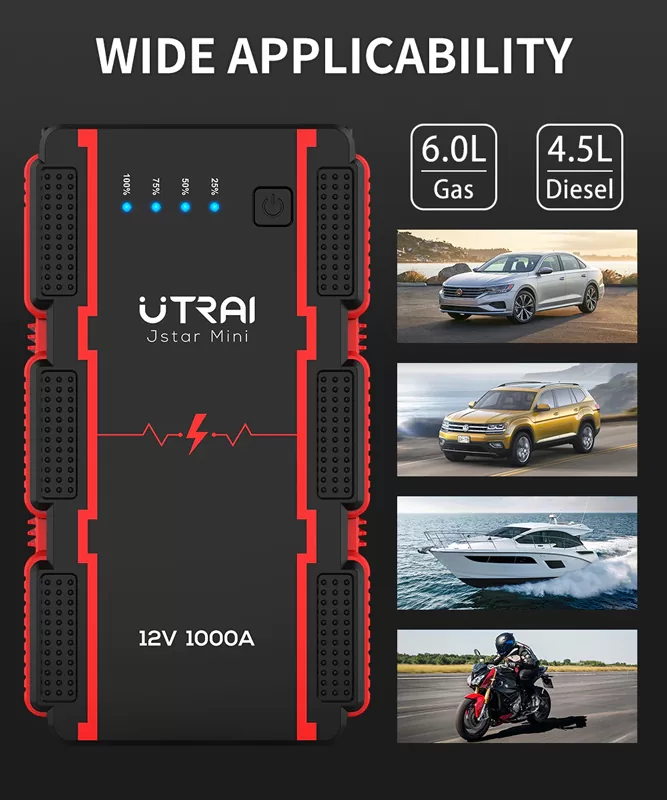 UTRAI εκκινητής μπαταρίας αυτοκινήτου JS-Mini με φακό, 12V/1000A, 13000mah 8 UTRAI εκκινητής μπαταρίας αυτοκινήτου JS-Mini με φακό, 12V/1000A, 13000mah - Image 6