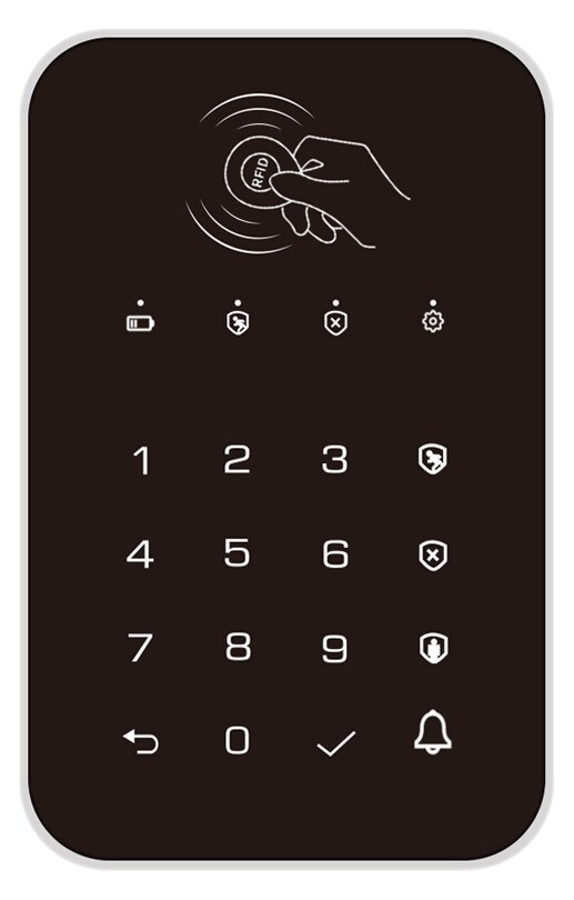 Ασύρματο πληκτρολόγιο συναγερμού K010, αφής, RFID 3 Ασύρματο πληκτρολόγιο συναγερμού K010, αφής, RFID
