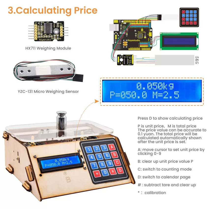 KEYESTUDIO Electronic Scale Kit KS0345 για Arduino 4 KEYESTUDIO Electronic Scale Kit KS0345 για Arduino - Image 2