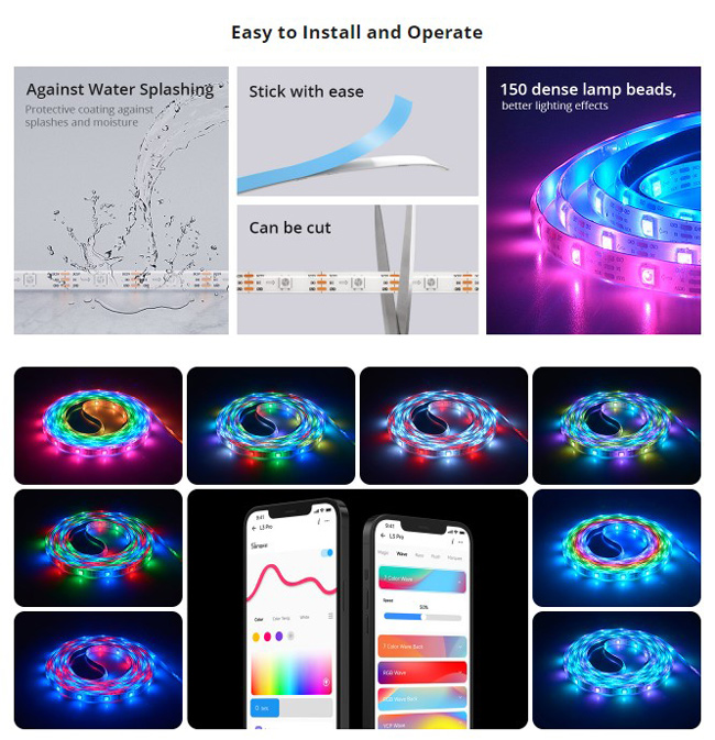 SONOFF smart LED καλωδιοταινία L3 Pro, RGBIC, αδιάβροχη, Wi-Fi & BT, 5m 7 SONOFF smart LED καλωδιοταινία L3 Pro, RGBIC, αδιάβροχη, Wi-Fi & BT, 5m - Image 5