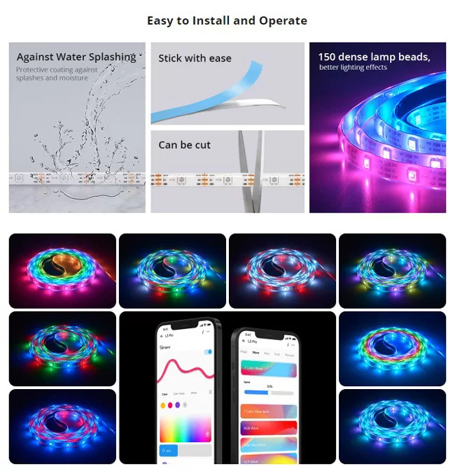 SONOFF smart LED καλωδιοταινία L3 Pro, RGBIC, αδιάβροχη, Wi-Fi & BT, 5m 7 SONOFF smart LED καλωδιοταινία L3 Pro, RGBIC, αδιάβροχη, Wi-Fi & BT, 5m - Image 5