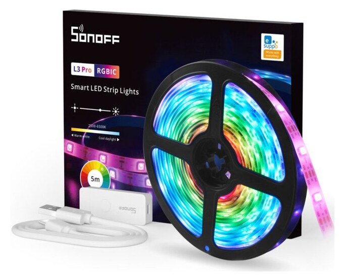 SONOFF smart LED καλωδιοταινία L3 Pro, RGBIC, αδιάβροχη, Wi-Fi & BT, 5m 3 SONOFF smart LED καλωδιοταινία L3 Pro, RGBIC, αδιάβροχη, Wi-Fi & BT, 5m