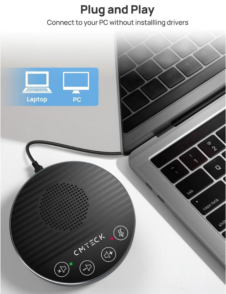 CMTECK επιτραπέζιο μικρόφωνο LE2102 με ηχείο, omnidirectional, USB/USB-C, μαύρο 4 CMTECK επιτραπέζιο μικρόφωνο LE2102 με ηχείο, omnidirectional, USB/USB-C, μαύρο - Image 2