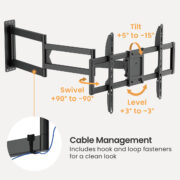 BRATECK επιτοίχια βάση τηλεόρασης LPA95-465XL, 37-86", έως 50kg, full motion 4