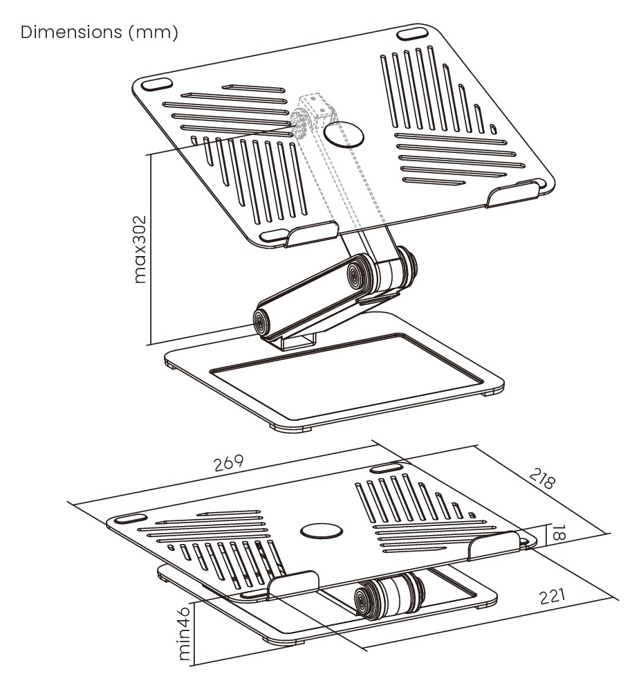 BRATECK μεταλλική βάση για laptop LPS09-02, 11~17", foldable, γκρι 9 BRATECK μεταλλική βάση για laptop LPS09-02, 11~17", foldable, γκρι - Image 7
