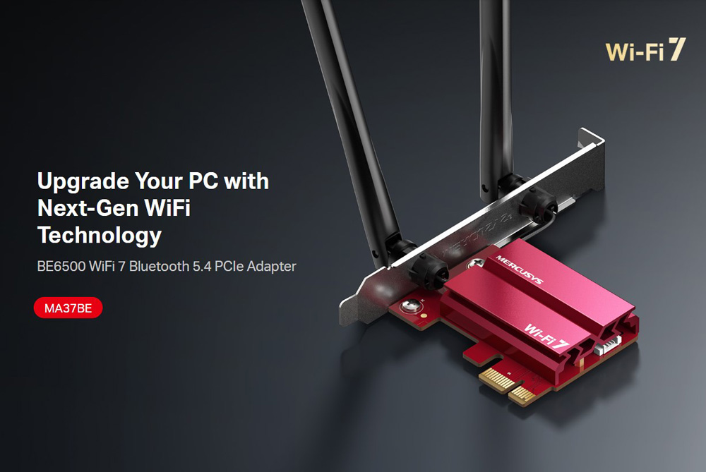 MERCUSYS κάρτα δικτύου WiFi 7 & Bluetooth MA37BE, 6500Mbps BE6500, PCIe, V1.0 4 MERCUSYS κάρτα δικτύου WiFi 7 & Bluetooth MA37BE, 6500Mbps BE6500, PCIe, V1.0 - Image 2