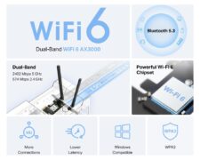 MERCUSYS κάρτα δικτύου WiFi 6 & Bluetooth MA80XE, 3000Mbps AX3000, PCIe, V2.0 3