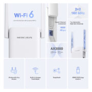 MERCUSYS range extender ME80X, WiFi 6, 3000Mbps AX3000, V1.0 3