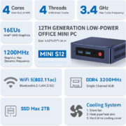 BEELINK mini PC Mini S12, Intel N95, 12GB, 480GB M.2, Windows 11 Pro 3