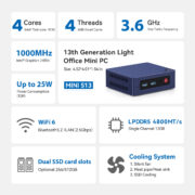 BEELINK mini PC Mini S13, Intel N150, 12GB, 512GB M.2, Windows 11 Pro 6