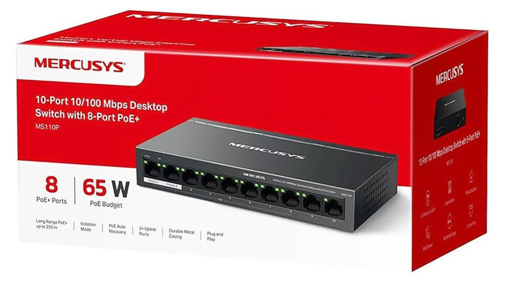 MERCUSYS desktop switch MS110P, 10x 10/100Mbps θύρες, PoE+, V1.0 6 MERCUSYS desktop switch MS110P, 10x 10/100Mbps θύρες, PoE+, V1.0 - Image 4