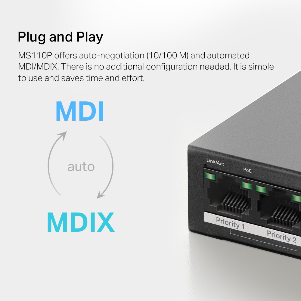 MERCUSYS desktop switch MS110P, 10x 10/100Mbps θύρες, PoE+, V1.0 12 MERCUSYS desktop switch MS110P, 10x 10/100Mbps θύρες, PoE+, V1.0 - Image 10