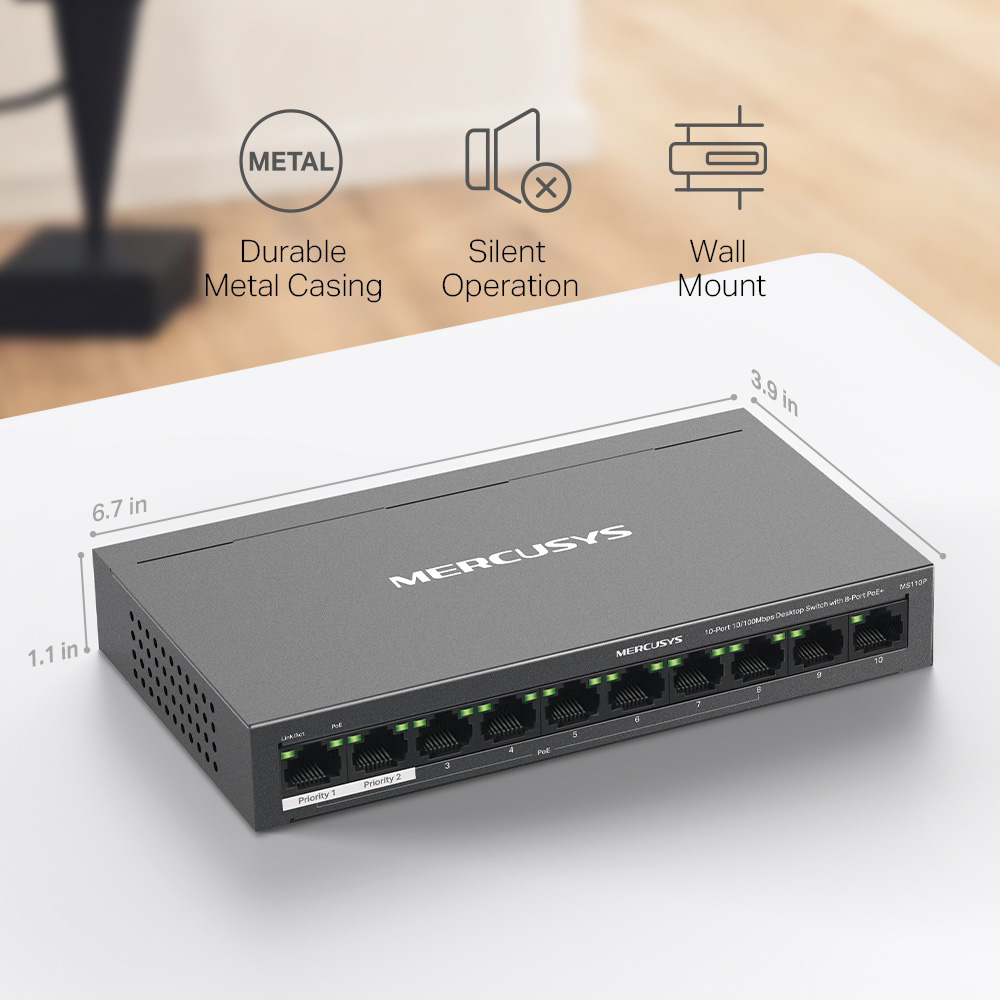 MERCUSYS desktop switch MS110P, 10x 10/100Mbps θύρες, PoE+, V1.0 13 MERCUSYS desktop switch MS110P, 10x 10/100Mbps θύρες, PoE+, V1.0 - Image 11