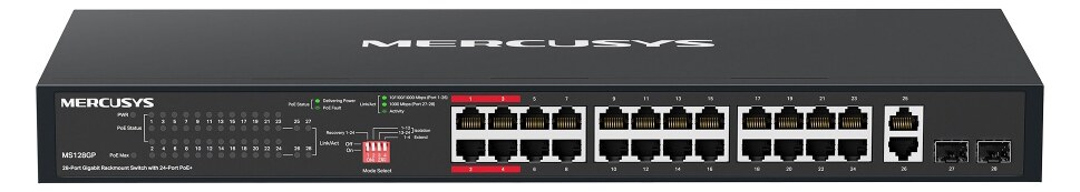 MERCUSYS rackmount switch MS128GP, 28x Gigabit θύρες, PoE+, V1.0