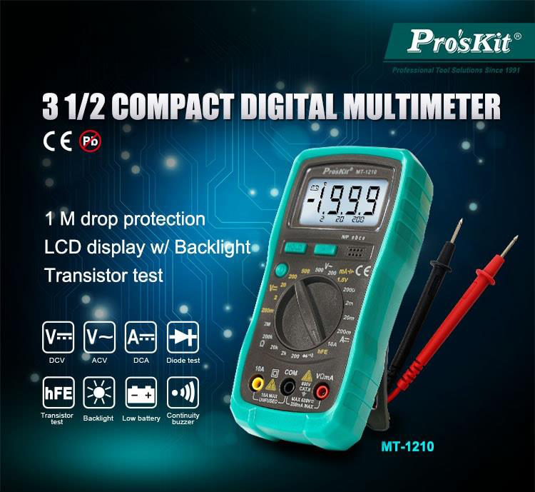 PROSKIT ψηφιακό πολύμετρο MT-1210, μέτρηση AC/DC 4 PROSKIT ψηφιακό πολύμετρο MT-1210, μέτρηση AC/DC - Image 2