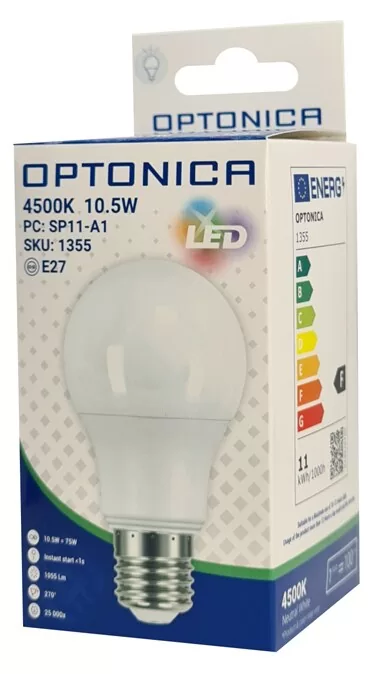 OPTONICA LED λάμπα A60 1355, 10.5W, 4500K, E27, 1055lm 5 OPTONICA LED λάμπα A60 1355, 10.5W, 4500K, E27, 1055lm - Image 3