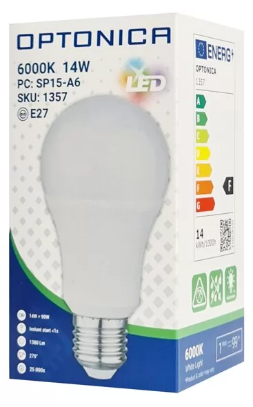 OPTONICA LED λάμπα A60 1357, 14W, 6000K, E27, 1380lm 4 OPTONICA LED λάμπα A60 1357, 14W, 6000K, E27, 1380lm - Image 2