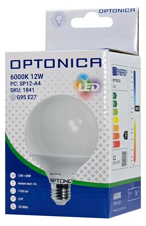OPTONICA LED λάμπα G95 1841, 12W, 6000K, E27, 1200lm 5 OPTONICA LED λάμπα G95 1841, 12W, 6000K, E27, 1200lm - Image 3
