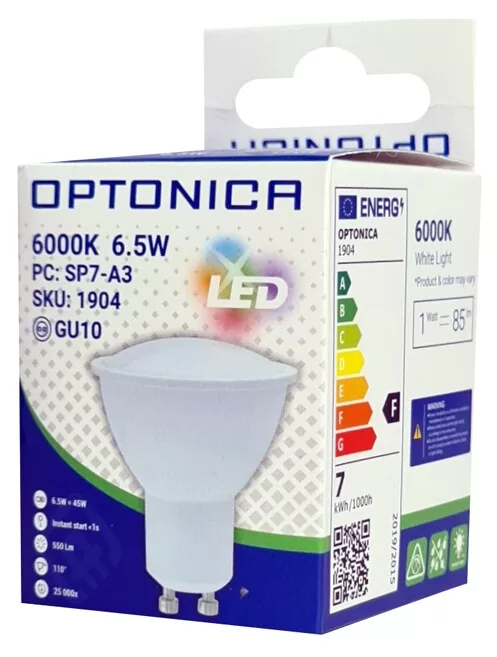 OPTONICA LED λάμπα spot 1904, 6.5W, 6000K, GU10, 550lm 5 OPTONICA LED λάμπα spot 1904, 6.5W, 6000K, GU10, 550lm - Image 3