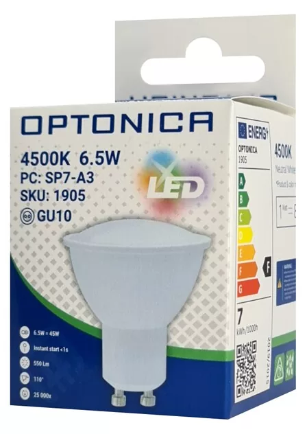 OPTONICA LED λάμπα spot 1905, 6.5W, 4500K, GU10, 550lm 5 OPTONICA LED λάμπα spot 1905, 6.5W, 4500K, GU10, 550lm - Image 3
