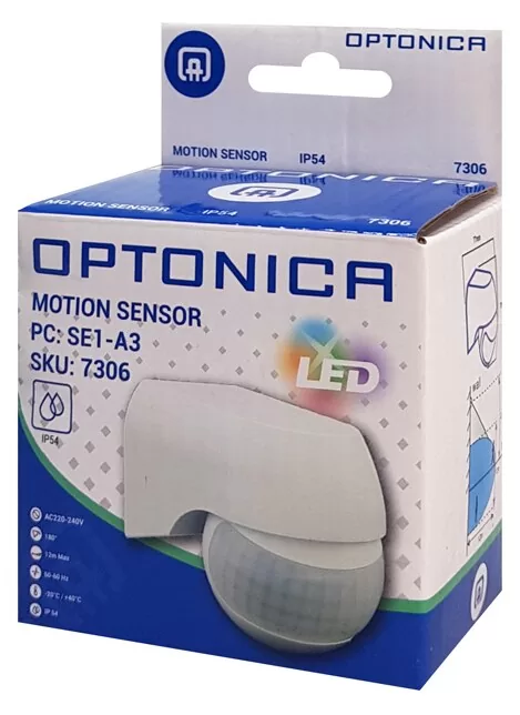 OPTONICA αισθητήρας κίνησης 7306, 180°, 12m, IP54, λευκός 4 OPTONICA αισθητήρας κίνησης 7306, 180°, 12m, IP54, λευκός - Image 2