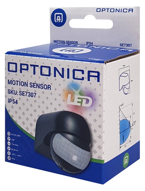 OPTONICA αισθητήρας κίνησης 7307, 180°, 12m, IP54, μαύρος 4 OPTONICA αισθητήρας κίνησης 7307, 180°, 12m, IP54, μαύρος - Image 2