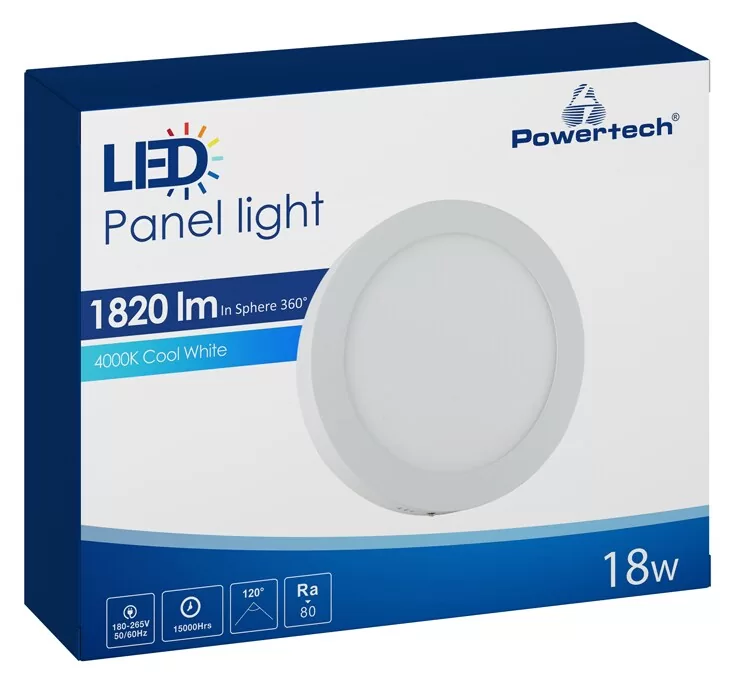 POWERTECH LED panel PAN-0002, 18W, Φ 22.5cm, 4000K, 1820lm, λευκό 5 POWERTECH LED panel PAN-0002, 18W, Φ 22.5cm, 4000K, 1820lm, λευκό - Image 3