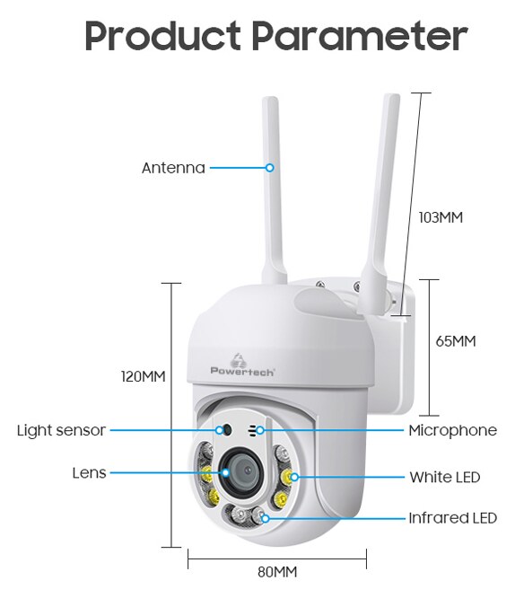 POWERTECH smart κάμερα PT-1144, 2MP, Wi-Fi, PTZ, IP65 8 POWERTECH smart κάμερα PT-1144, 2MP, Wi-Fi, PTZ, IP65 - Image 6