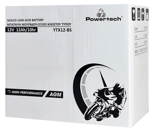POWERTECH μπαταρία μολύβδου μοτοσυκλέτας PT-1207, 12V 12Ah AGM, YTX12-BS 4 POWERTECH μπαταρία μολύβδου μοτοσυκλέτας PT-1207, 12V 12Ah AGM, YTX12-BS - Image 2