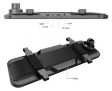 POWERTECH καθρέφτης αυτοκινήτου με κάμερες PT-1330, μπροστινή/οπισθοπορείας, 9.66" οθόνη, 1080p 6