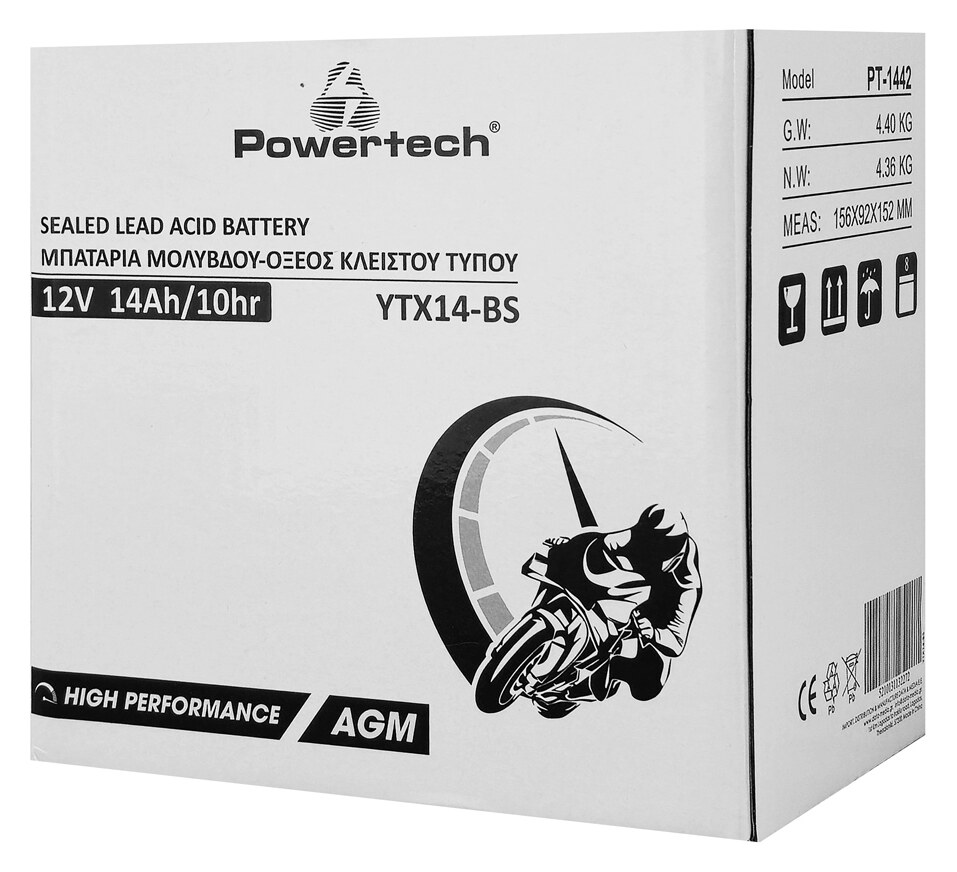 POWERTECH μπαταρία μολύβδου μοτοσυκλέτας PT-1442, 12V 14Ah, AGM, YTX14-BS 4 POWERTECH μπαταρία μολύβδου μοτοσυκλέτας PT-1442, 12V 14Ah, AGM, YTX14-BS - Image 2