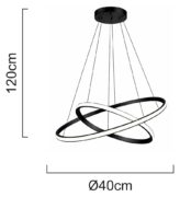 POWERTECH LED φωτιστικό οροφής PT-1525, 25W, 4000K, Φ40x120cm, μαύρο 4
