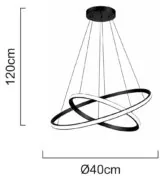 POWERTECH LED φωτιστικό οροφής PT-1525, 25W, 4000K, Φ40x120cm, μαύρο 4