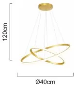 POWERTECH LED φωτιστικό οροφής PT-1526, 25W, 4000K, Φ40x120cm, χρυσό 4