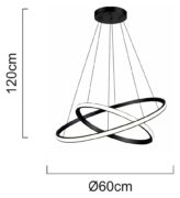 POWERTECH LED φωτιστικό οροφής PT-1527, 40W, 4000K, Φ60x120cm, μαύρο 4