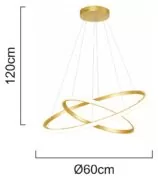 POWERTECH LED φωτιστικό οροφής PT-1528, 40W, 4000K, Φ60x120cm, χρυσό 4