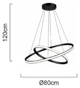 POWERTECH LED φωτιστικό οροφής PT-1529, 60W, 4000K, Φ80x120cm, μαύρο 4