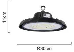 POWERTECH LED φωτιστικό καμπάνα PT-1531, 100W, 6500K, Φ30x11cm, IP65, μαύρο 4