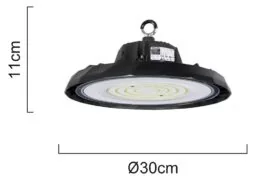 POWERTECH LED φωτιστικό καμπάνα PT-1531, 100W, 6500K, Φ30x11cm, IP65, μαύρο 4