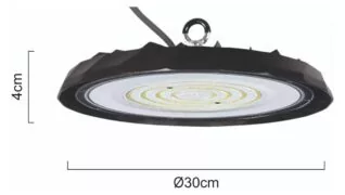 POWERTECH LED φωτιστικό καμπάνα PT-1557, 100W, 6500K, Φ30x4cm, IP65, μαύρο 4