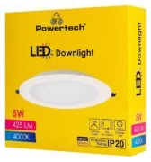 POWERTECH LED φωτιστικό downlight PT-1558, 5W, Φ100x25mm, 4000K, 425lm, λευκό 4