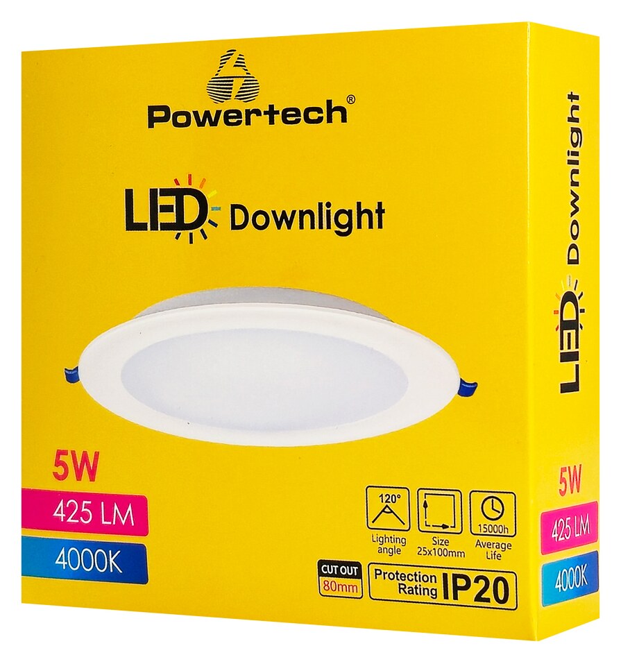 POWERTECH LED φωτιστικό downlight PT-1558, 5W, Φ100x25mm, 4000K, 425lm, λευκό 6 POWERTECH LED φωτιστικό downlight PT-1558, 5W, Φ100x25mm, 4000K, 425lm, λευκό - Image 4