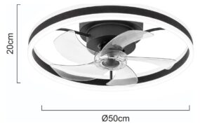 POWERTECH ανεμιστήρας οροφής PT-1560 με LED φως, 45W, Φ50x20cm, μαύρος 4