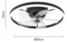 POWERTECH ανεμιστήρας οροφής PT-1560 με LED φως, 45W, Φ50x20cm, μαύρος 3
